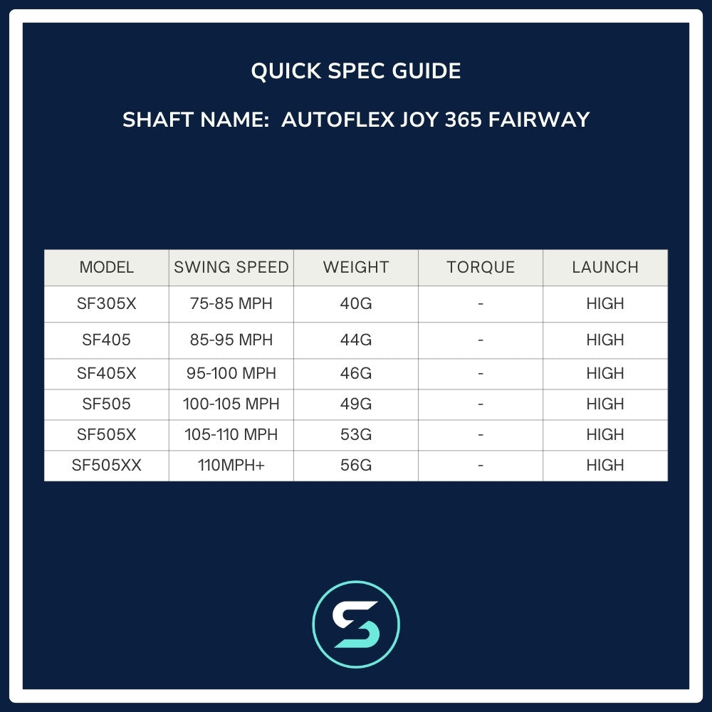 AutoFlex Joy 365 Fairway Wood Shaft Spec Chart