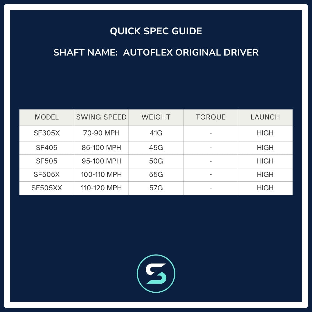 AutoFlex Original Driver Shaft Spec Chart
