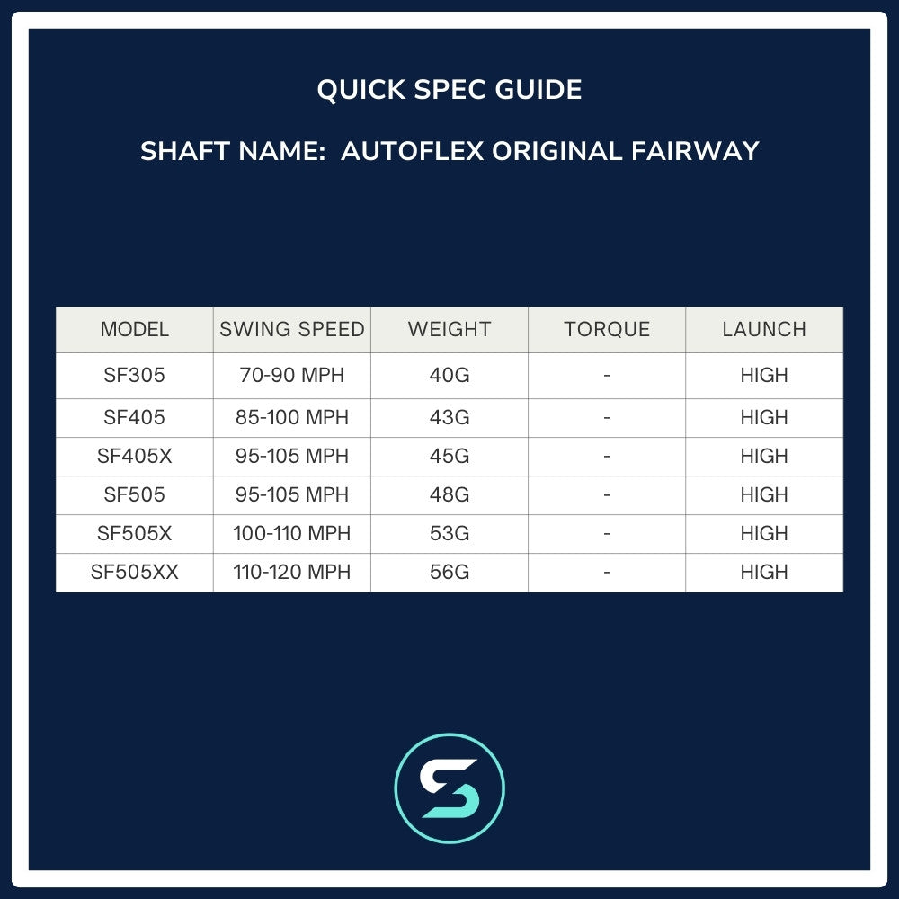 AutoFlex Original Fairway Wood Shaft Spec Chart