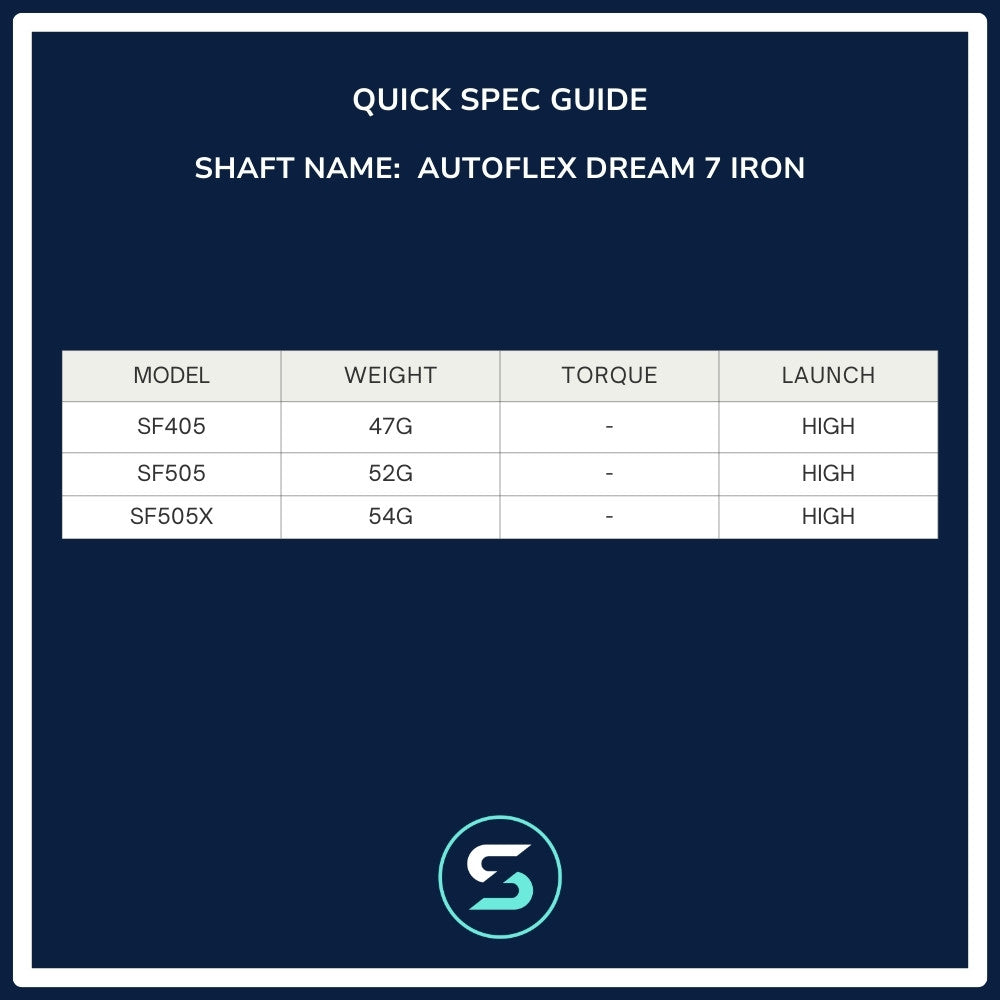 AutoFlex Dream 7 Iron Shaft Spec Chart