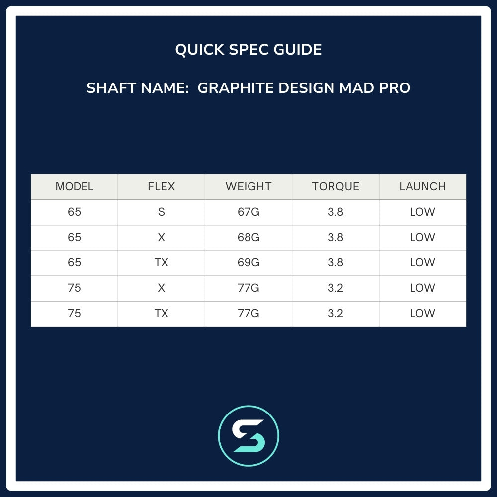 Graphite Design MAD Pro Wood Shaft spec chart