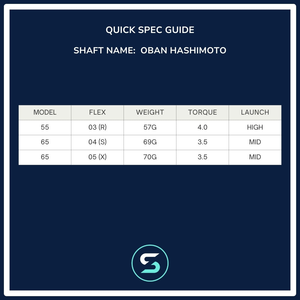 Oban Hashimoto Wood Shaft Spec Chart