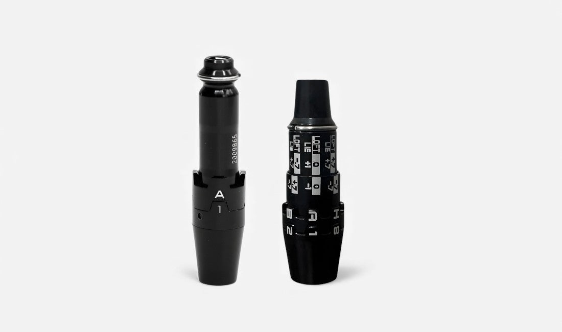 Two OEM-compatible golf shaft adapters for major driver brands.