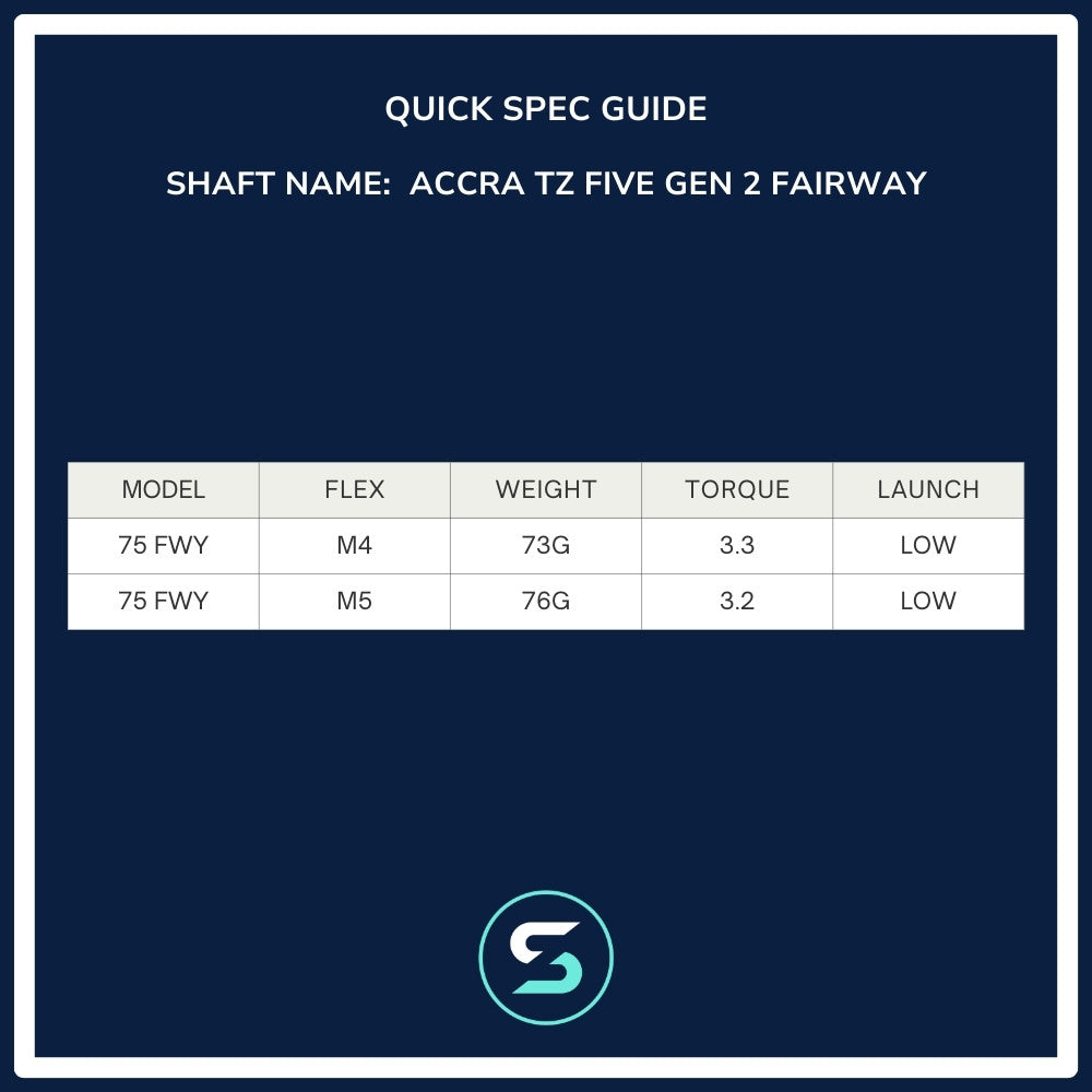 Accra TZ Five Gen 2 Fairway Wood Shaft Spec Chart