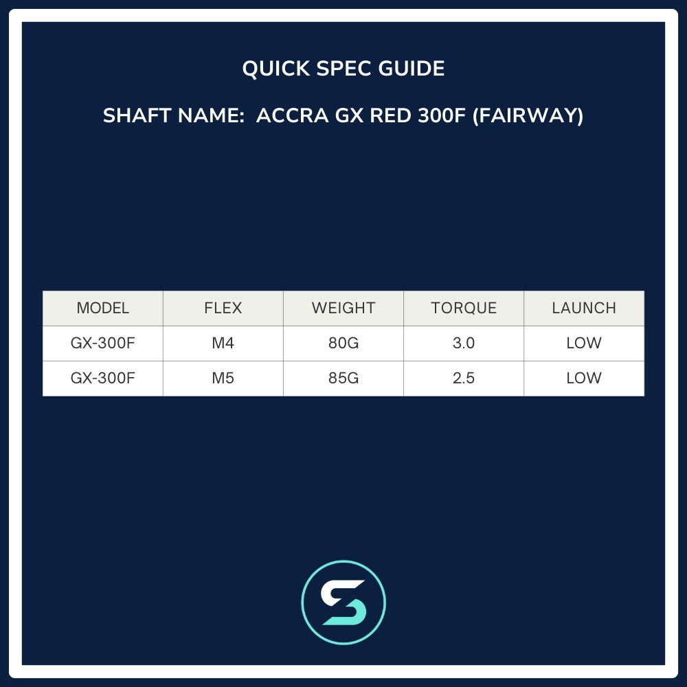 Accra GX Red 300F Fairway Wood Shaft Spec Chart