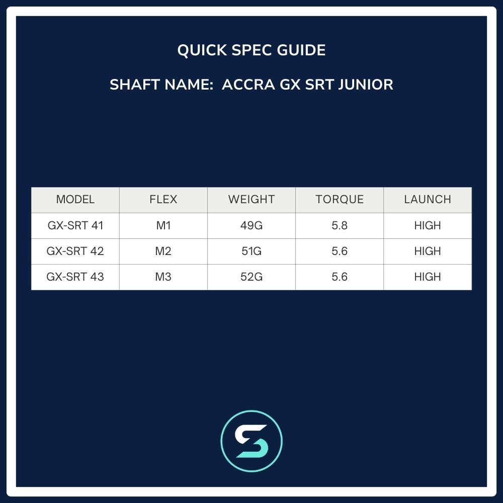 Accra GX SRT Junior Wood Shaft Spec Chart