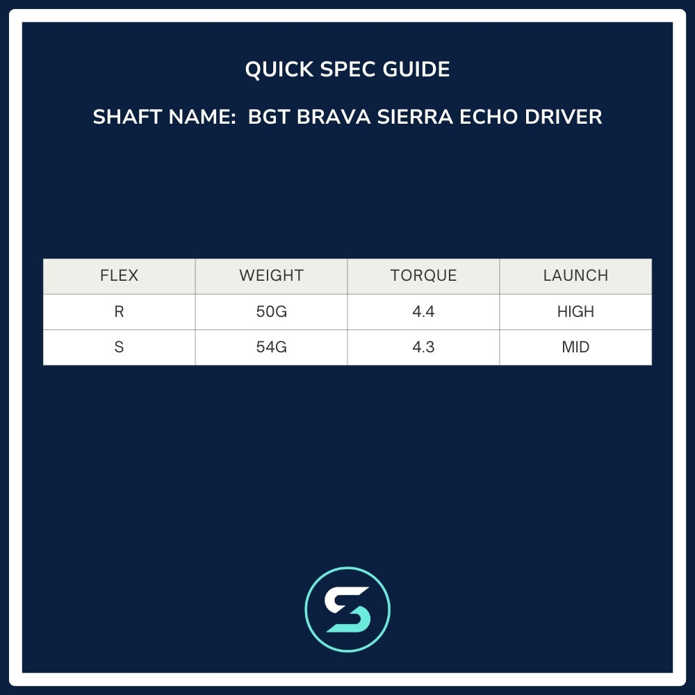 BGT Brava Sierra Echo Wood Shaft Spec Chart