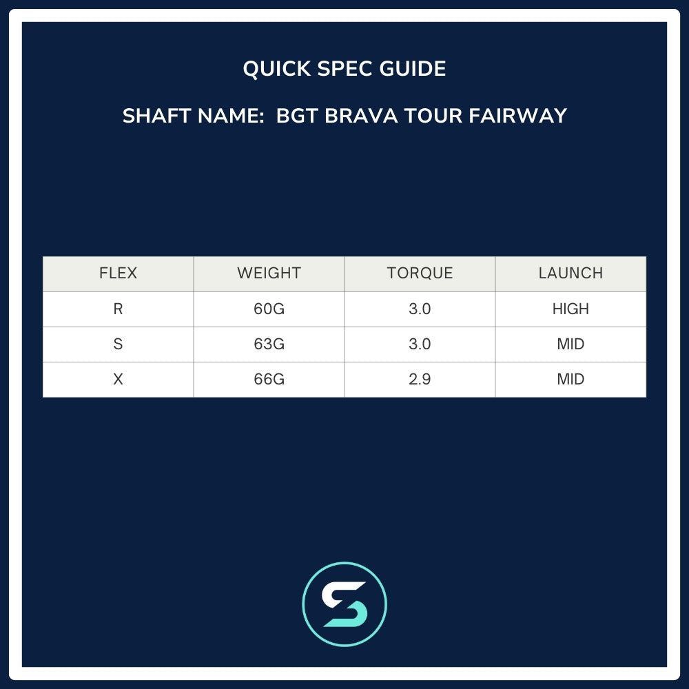 BGT Brava Tour Fairway Wood Shaft Spec Chart