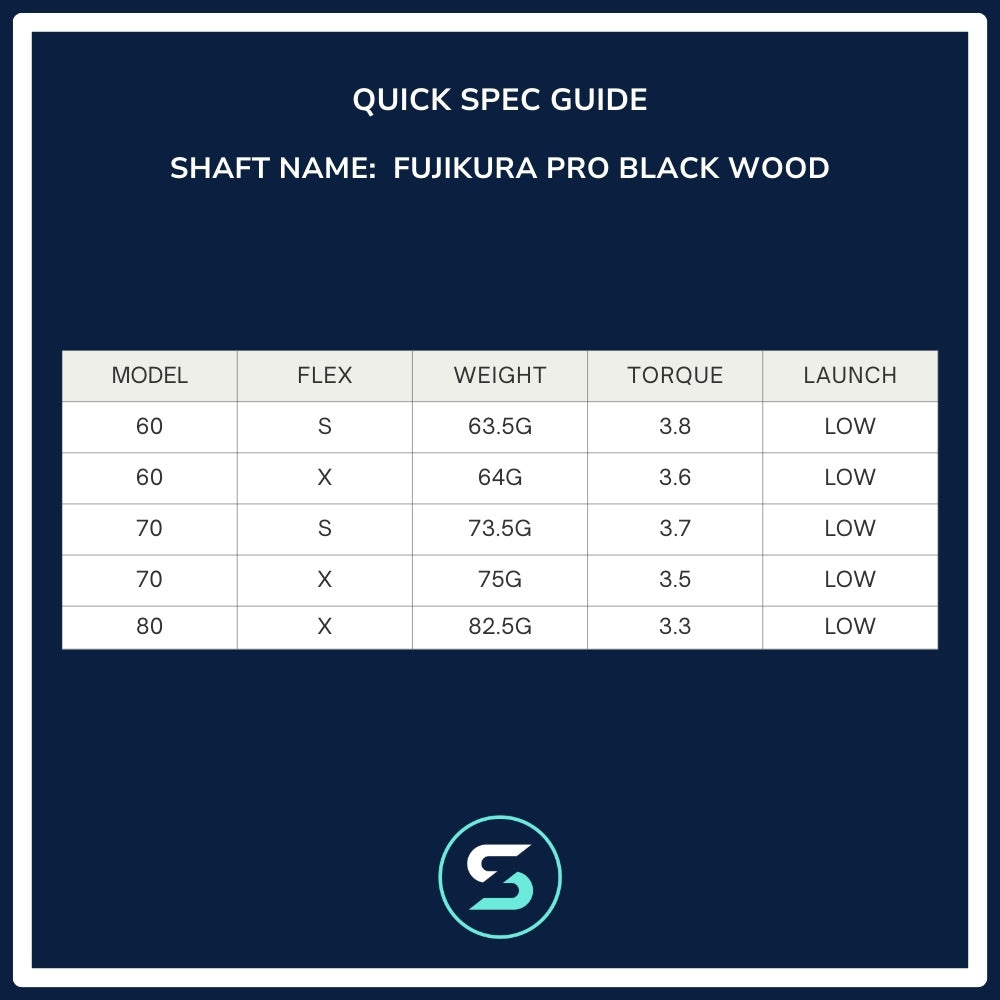 Fujikura Pro Black Wood Shaft Spec Chart