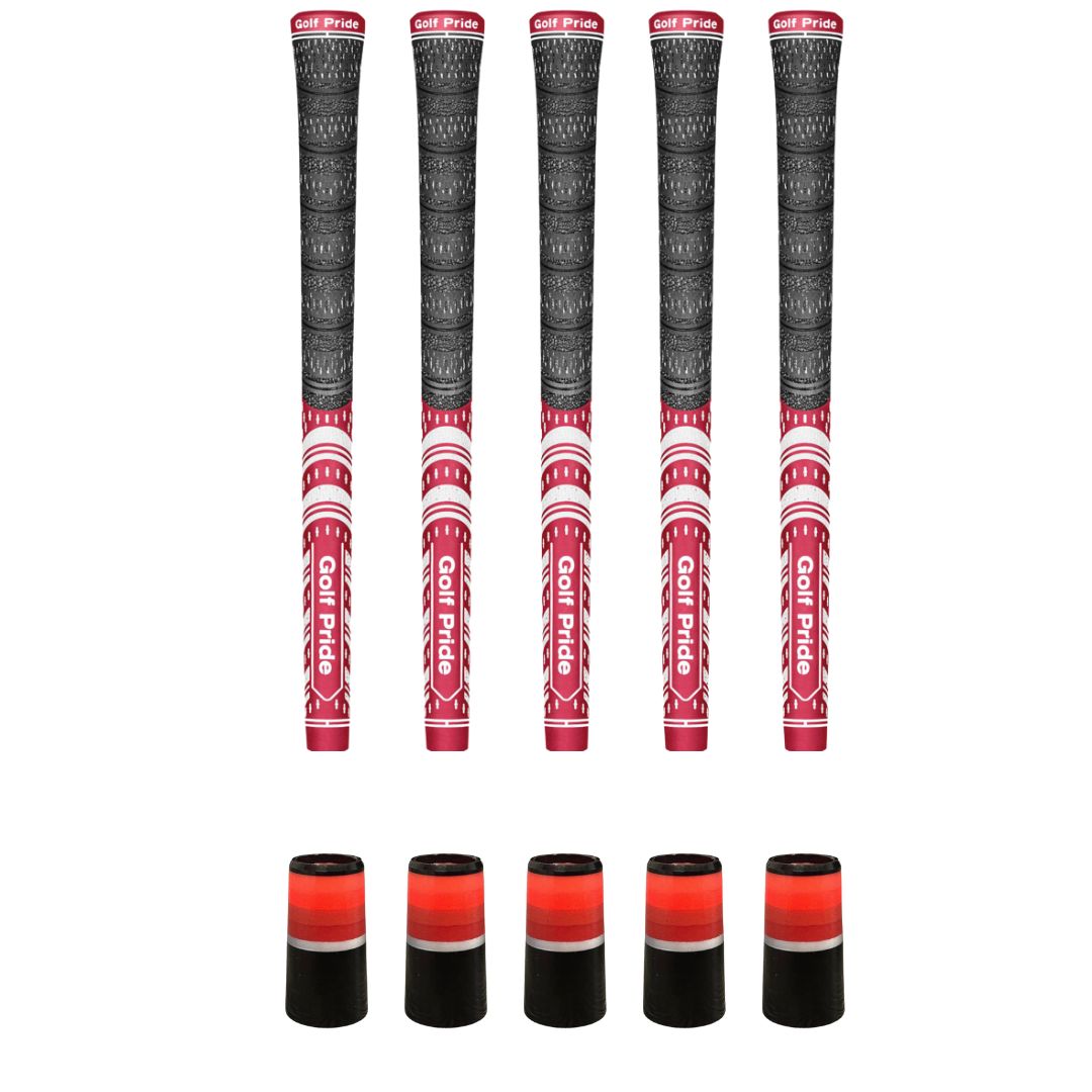 Golf Pride MCC Dark Red Grip & Ferrule Colorway Kit - Red Monochrome 5 Piece Kit