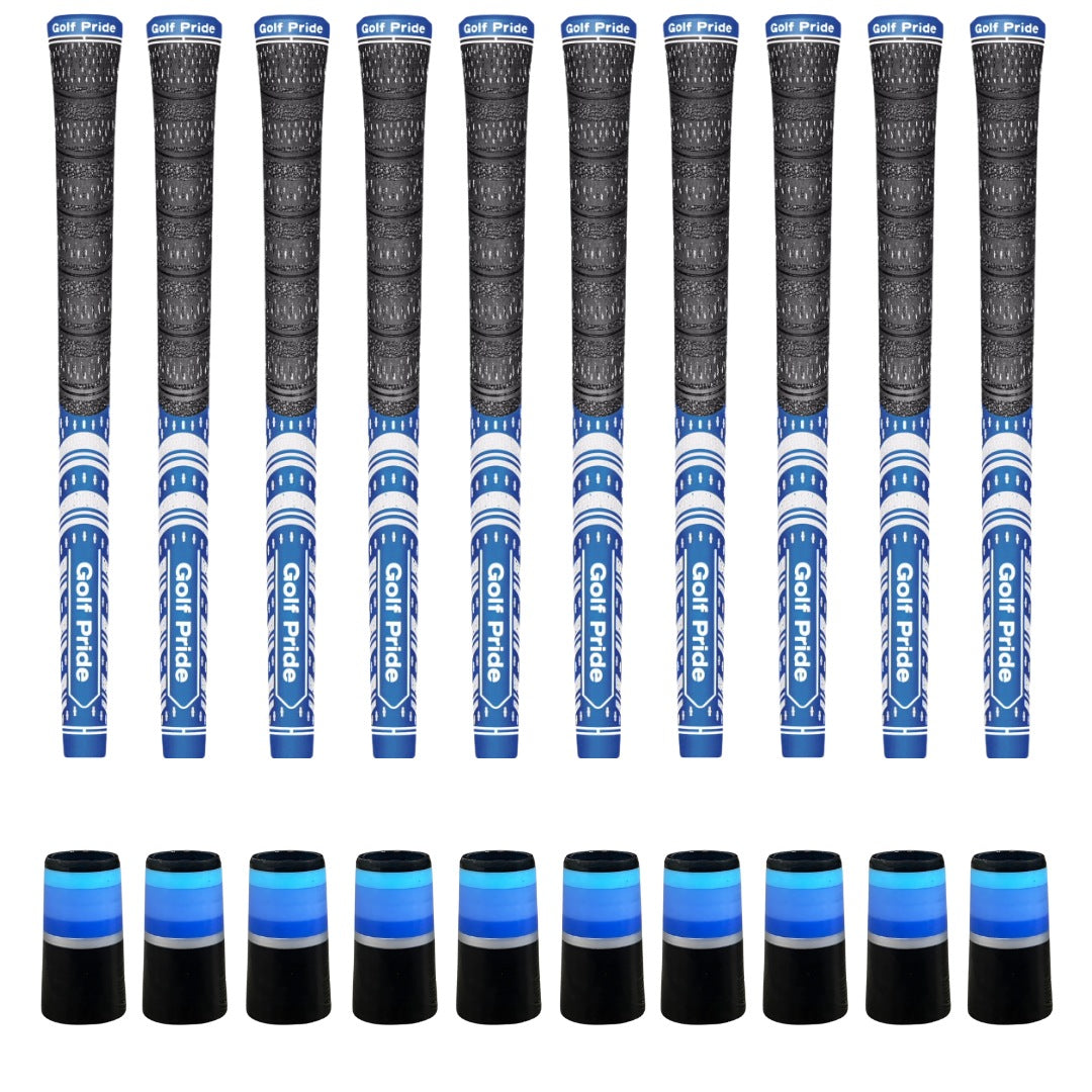 Golf Pride MCC Blue/White Grip & Ferrule Colorway Kit - Blue Monochrome 10 Piece Kit