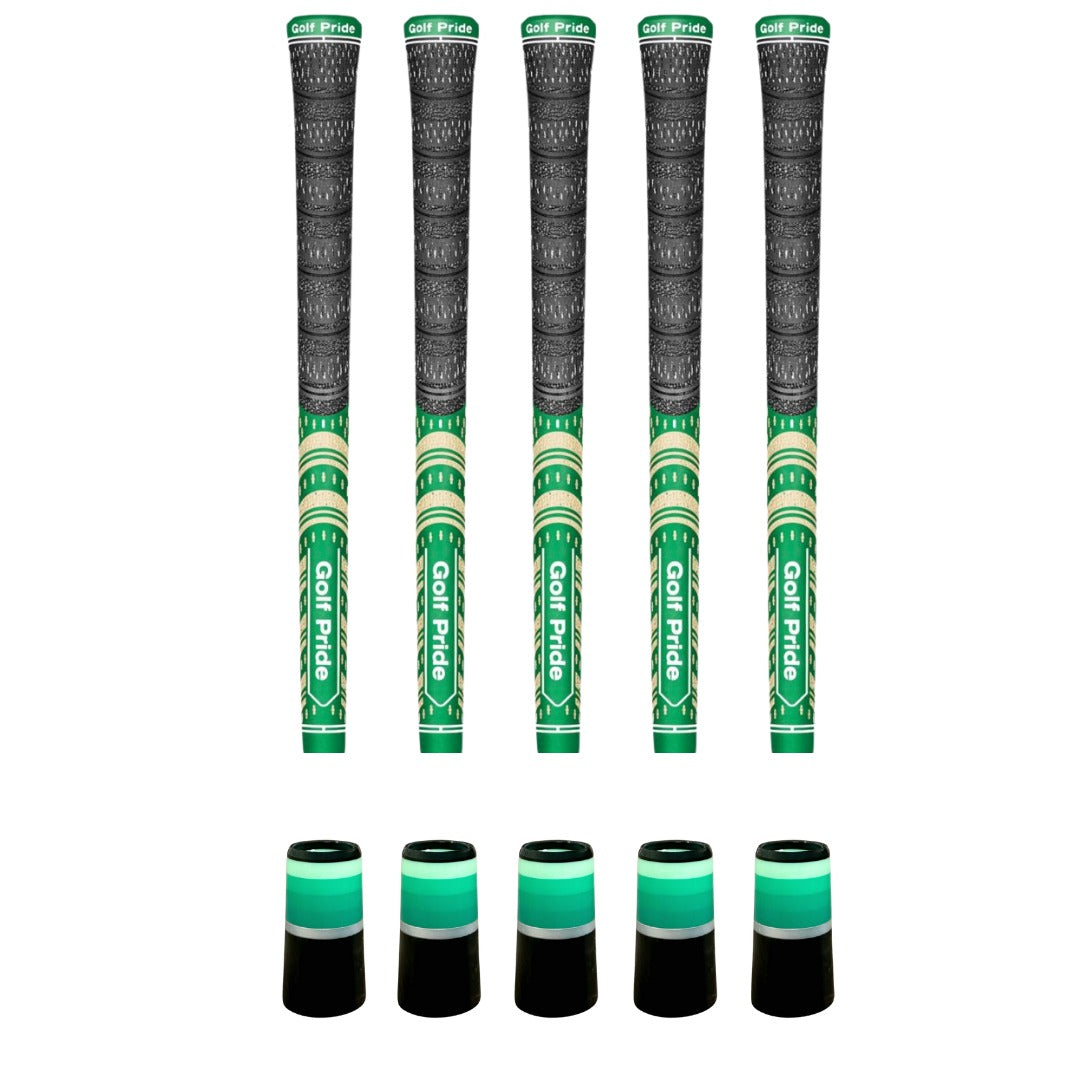 Golf Pride MCC Green/Gold Grip & Ferrule Colorway Kit - Green Monochrome 5 Piece Kit