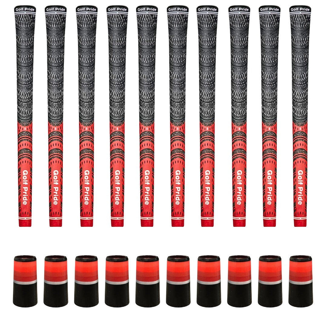 Golf Pride MCC Red/Black Grip & Ferrule Colorway Kit - Red Monochrome 10 Piece Kit