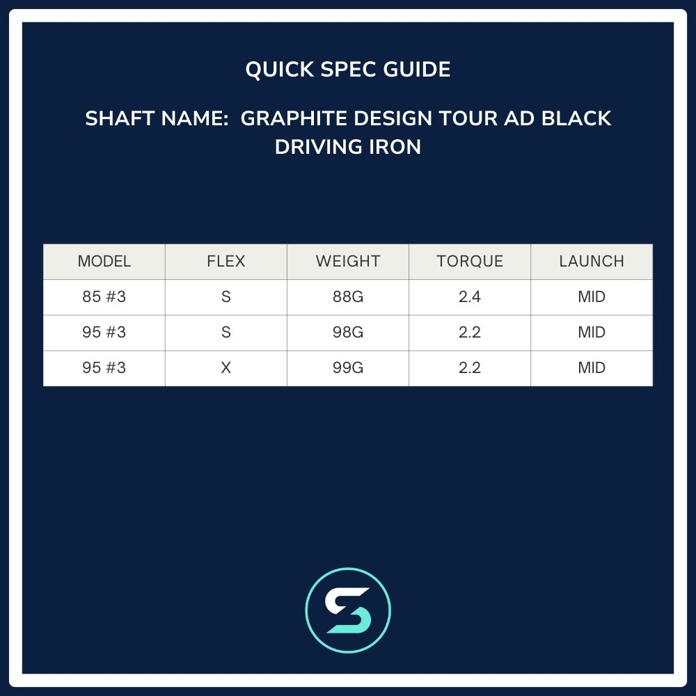 Graphite Design Tour AD Black Driving Iron Shaft spec chart