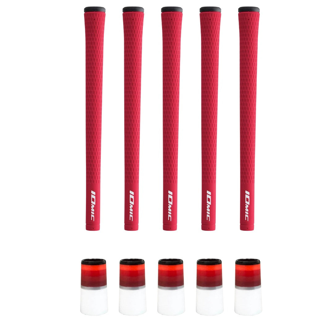 Iomic Sticky 2.3 Red Grip & Ferrule Colorway Kit - Red/White Monochrome 5 Piece Kit