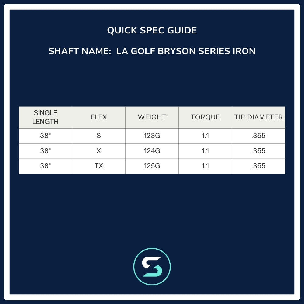 LA Golf Bryson Signature Series Single Length Iron Shaft Spec Chart