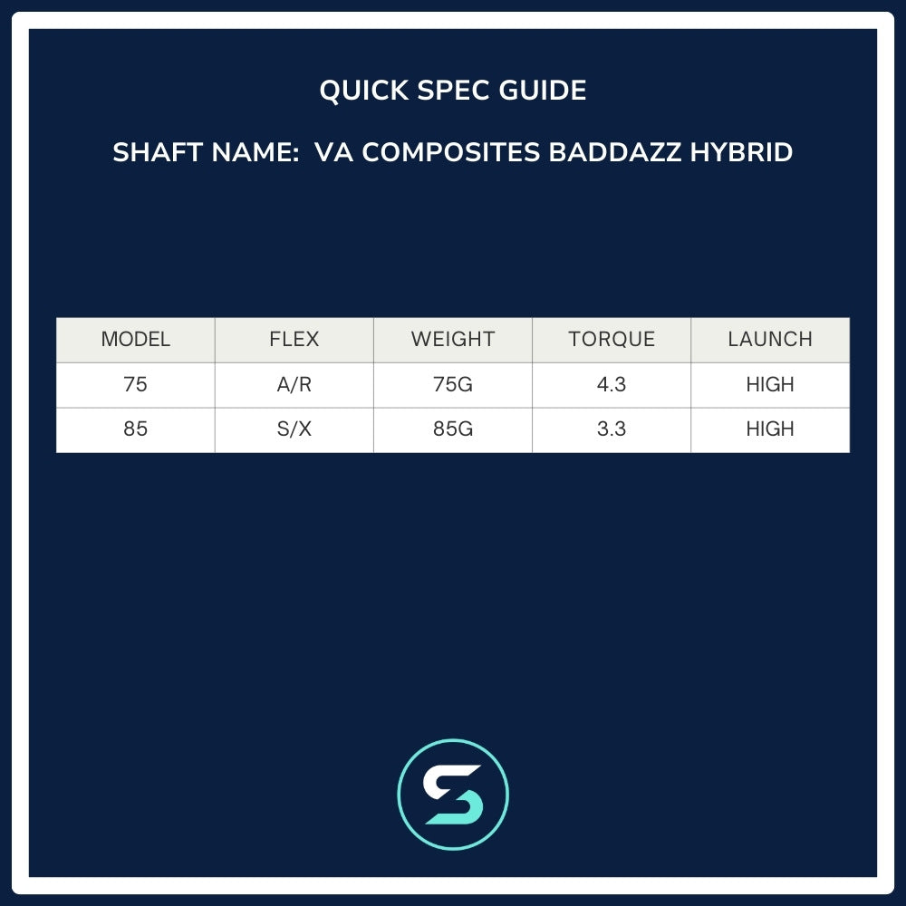 VA Composites Baddazz Hybrid Shaft Spec Chart