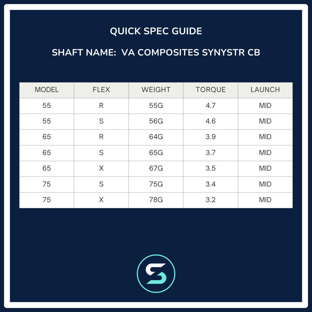 VA Composites Synystr CB Wood Shaft Spec Chart